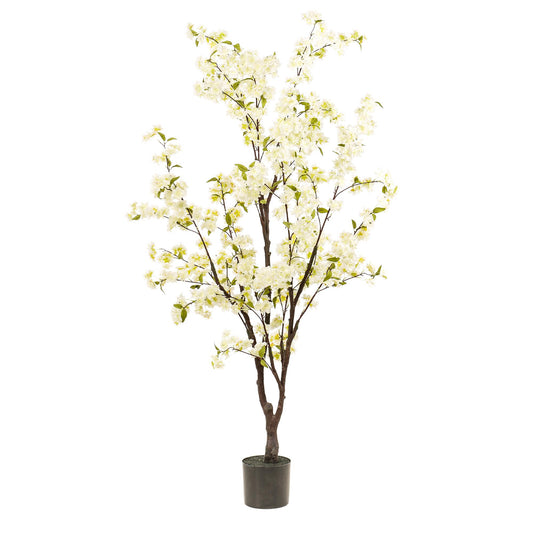 Kunstig plante - Prunus - Kirsebærblomst - Hvid - 175cm