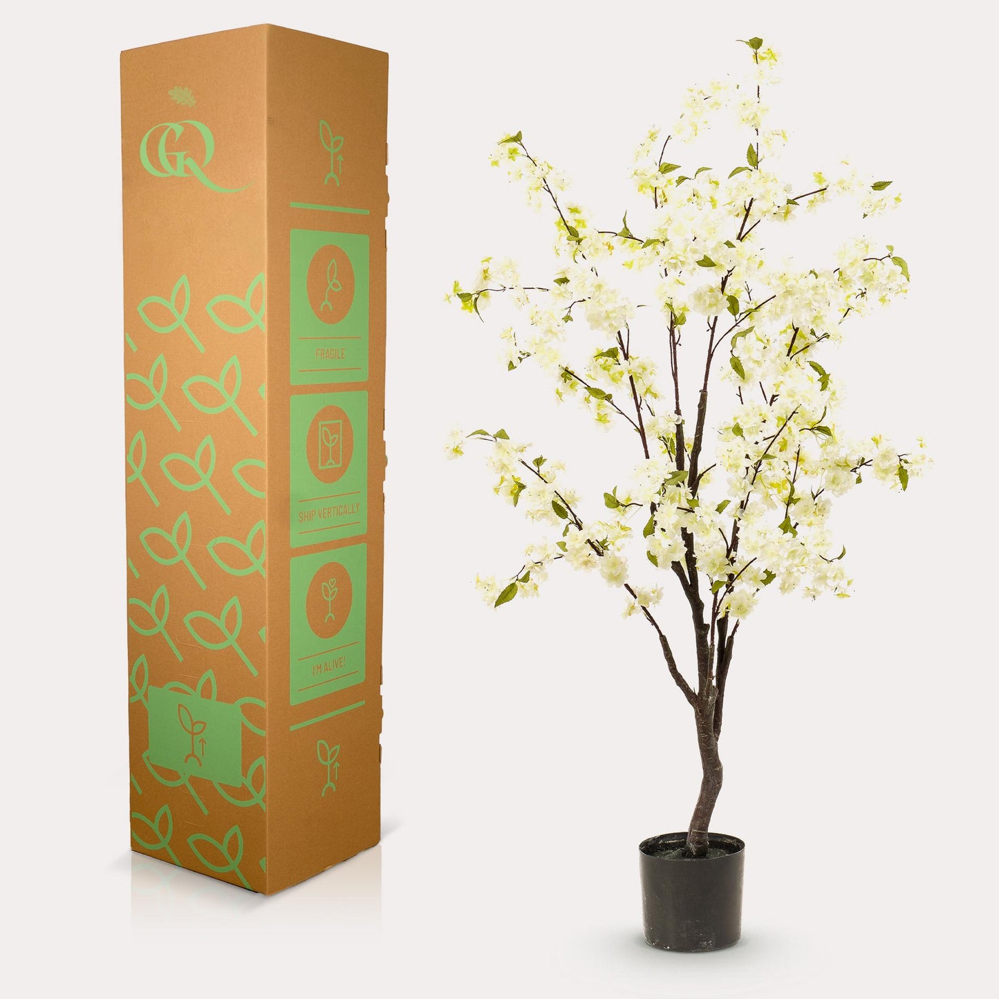 Konstgjord växt - Prunus - Körsbärsblom - Vit - 135cm