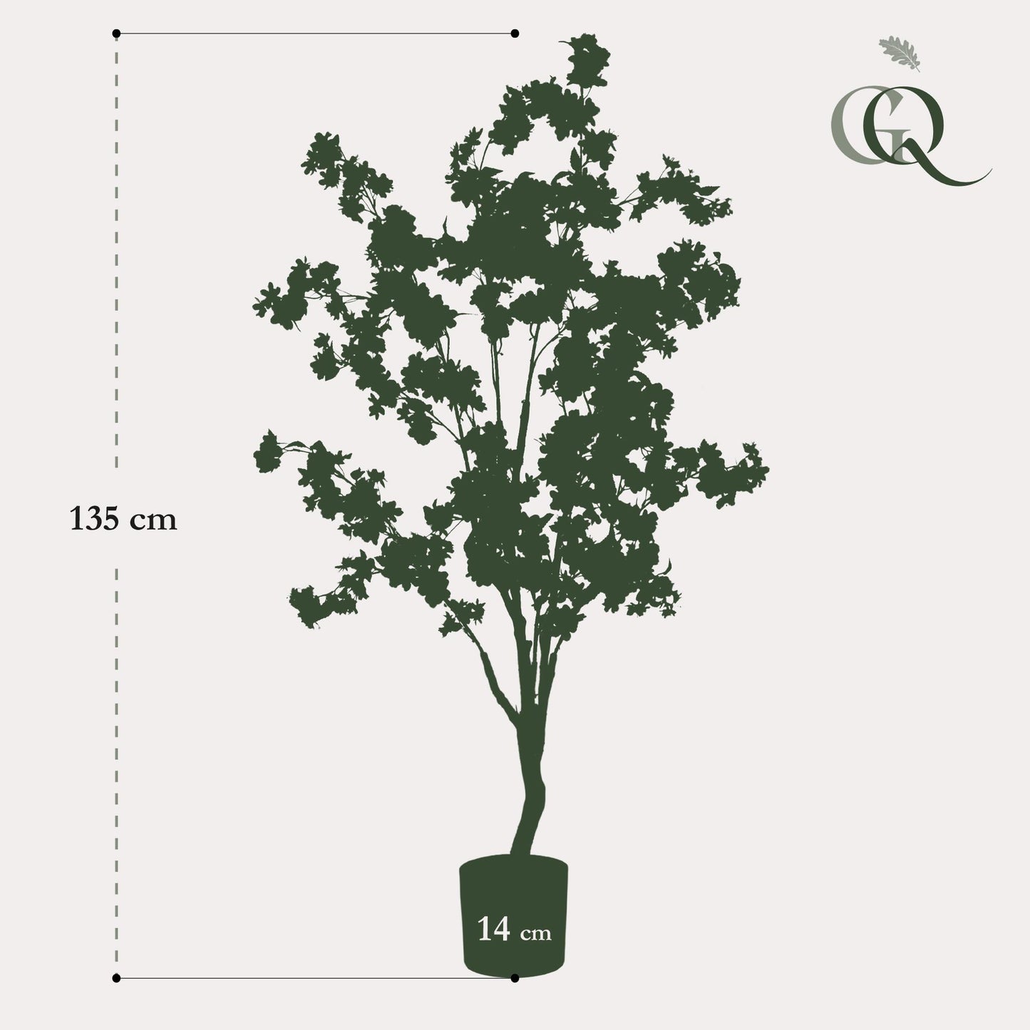 Konstgjord växt - Prunus - Körsbärsblom - Vit - 135cm