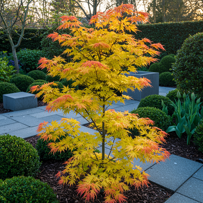 Patio plant – Japanese Maple – Acer palmatum 'Orange Dream' – Orange – 2 Plants – Deciduous – Pot Ø19 cm Height 70 cm