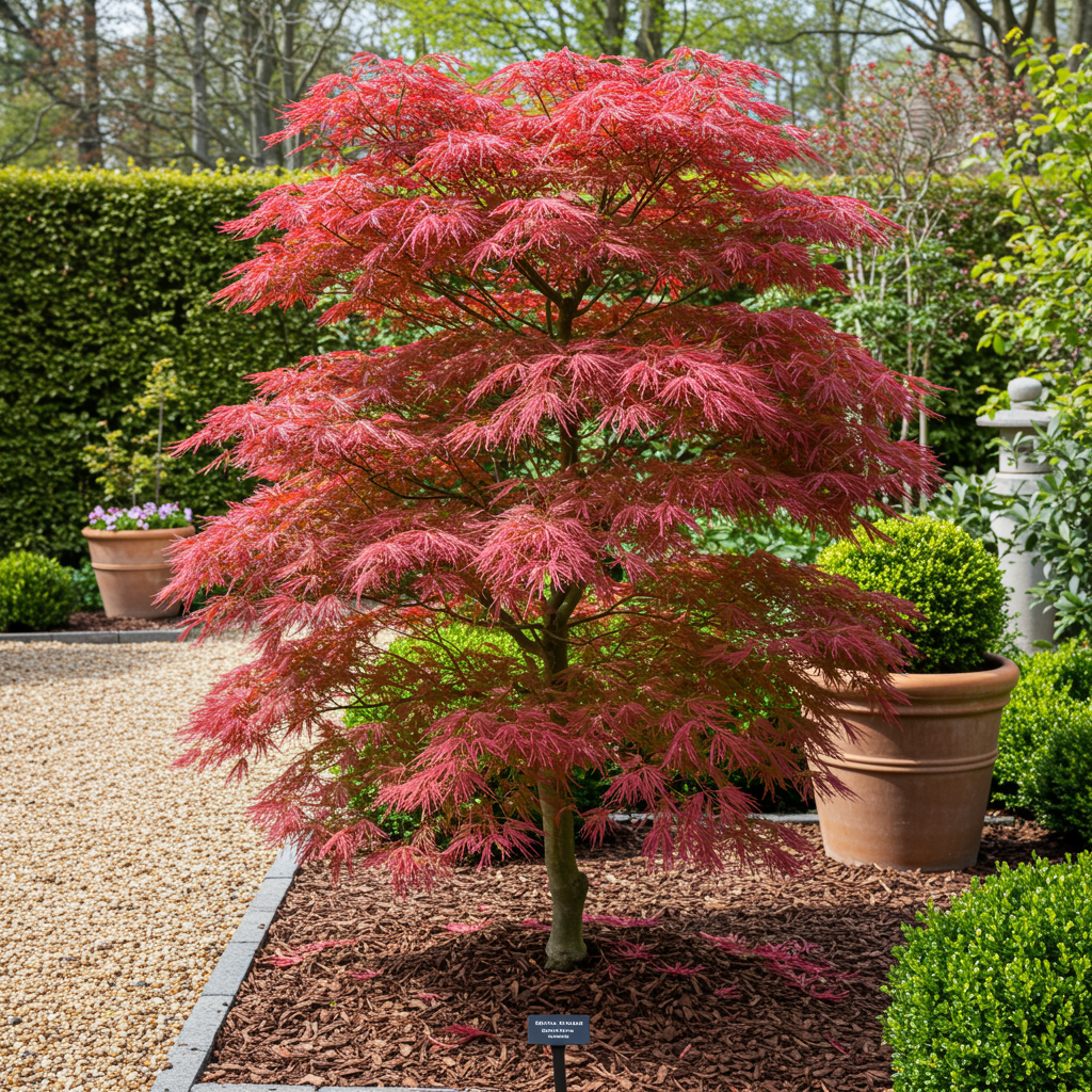 Terrasseplante – Japansk Løn – Acer palmatum 'Beni Maiko' – Rød – 2 Planter – Bladfaldende – Potte Ø19 cm Højde 70 cm
