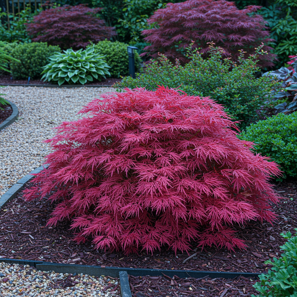 Terrasplante - Japansk Ahorn - Acer palmatum Pink Dwarf - Rosa - 2 Plante - Bladfaldende - Potte 19cm - Højde 70cm