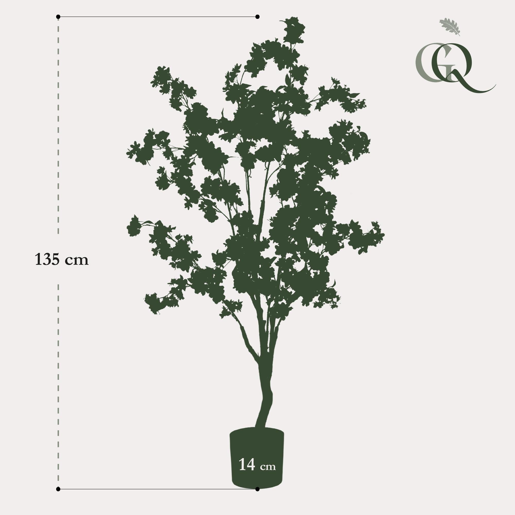 Kunstig plante - Prunus - Kirsebærblomst - Hvid - 135cm