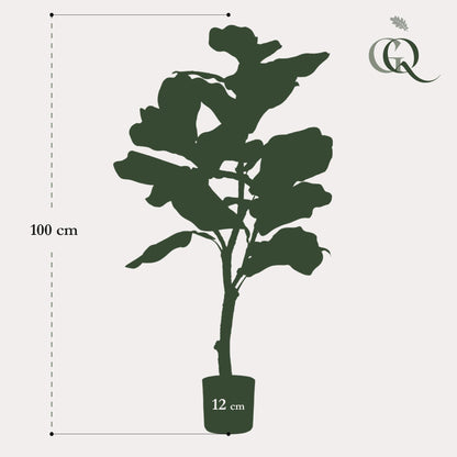 Kunstplante - Ficus Lyrata - Tobaksplante - 100 cm