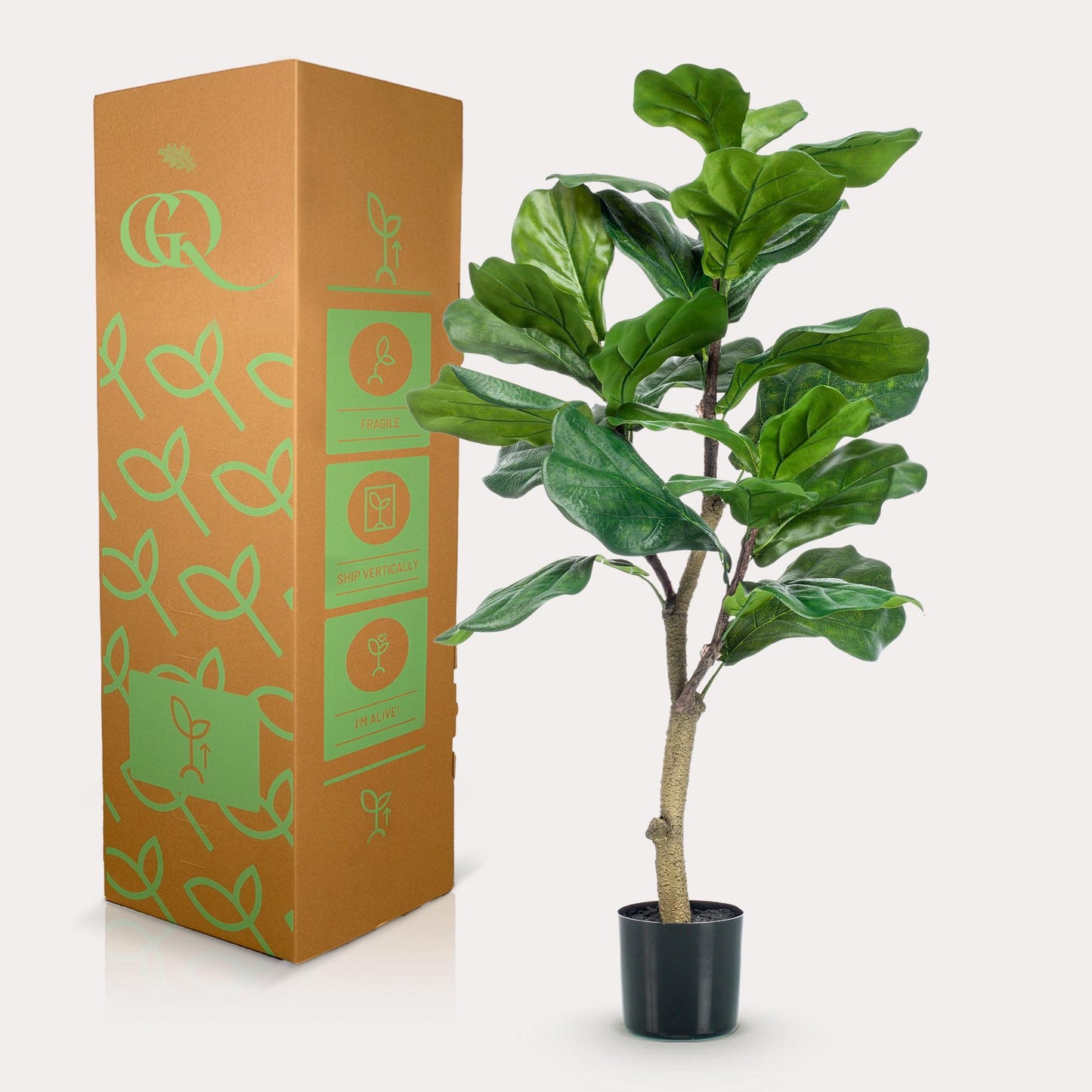 Kunstplante - Ficus Lyrata - Tobaksplante - 100 cm