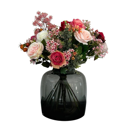 Kunstige blomster - Buket M - Flammeroser - 45 cm